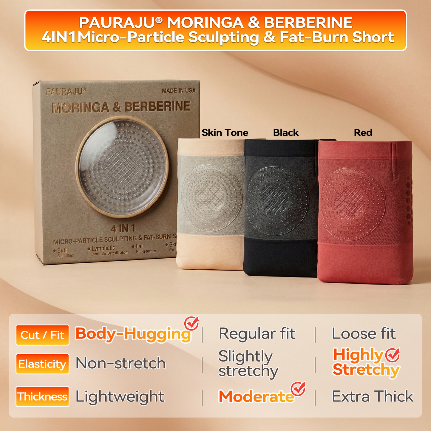 👨‍⚕️❤️‍🔥GFOUK®  Moringa & Berberine 4-In-1 Micro-Particle Sculpting & Fat-Burn Shorts