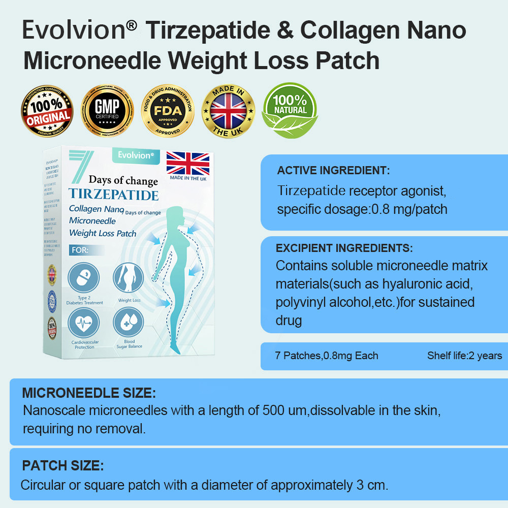 【Last Day Promotion 80% OFF🌟】✅Evolvion® 𝐓𝐢𝐫𝐳𝐞𝐩𝐚𝐭𝐢𝐝𝐞 & 𝐂𝐨𝐥𝐥𝐚𝐠𝐞𝐧 𝐍𝐚𝐧𝐨 𝐌𝐢𝐜𝐫𝐨𝐧𝐞𝐞𝐝𝐥𝐞 𝐖𝐞𝐢𝐠𝐡𝐭 𝐋𝐨𝐬𝐬 𝐏𝐚𝐭𝐜𝐡丨Targets Obesity, Loose Skin, High Blood Pressure, Diabetes, Fatty Liver, Joint Pain, Brain Fog, Low Energy, Body Aches, and More